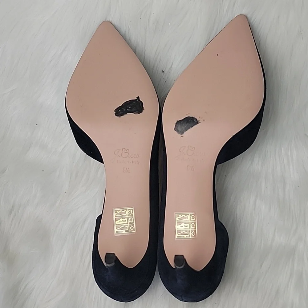 J.CREW Navy Blue Suede d'Orsay Office Party Professional‎ Pointed Toe Heels 8.5